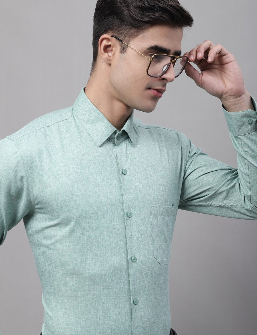 Men's Green Cotton Solid Formal Shirt - SF_873Green_S