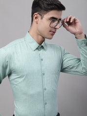 Men's Green Cotton Solid Formal Shirt - SF_873Green_S