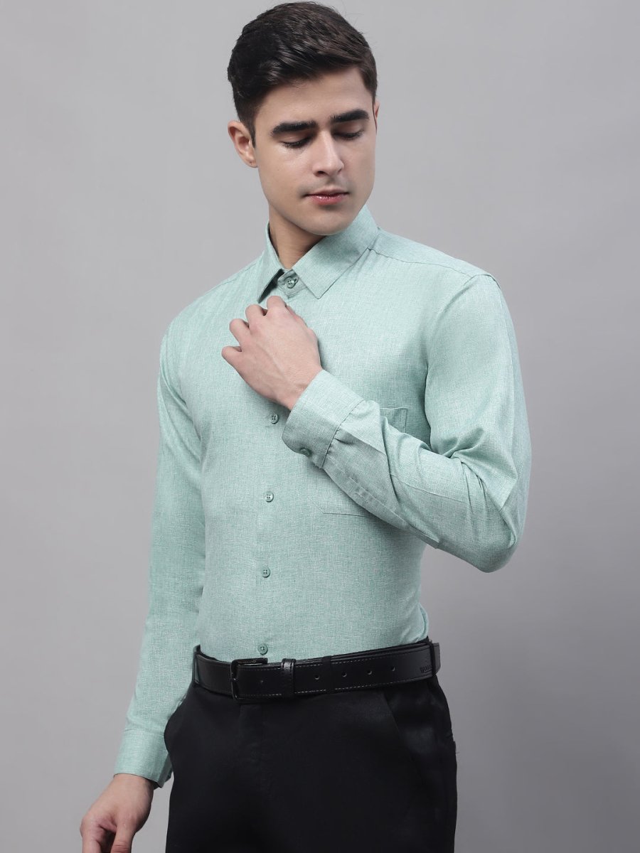 Men's Green Cotton Solid Formal Shirt - SF_873Green_S