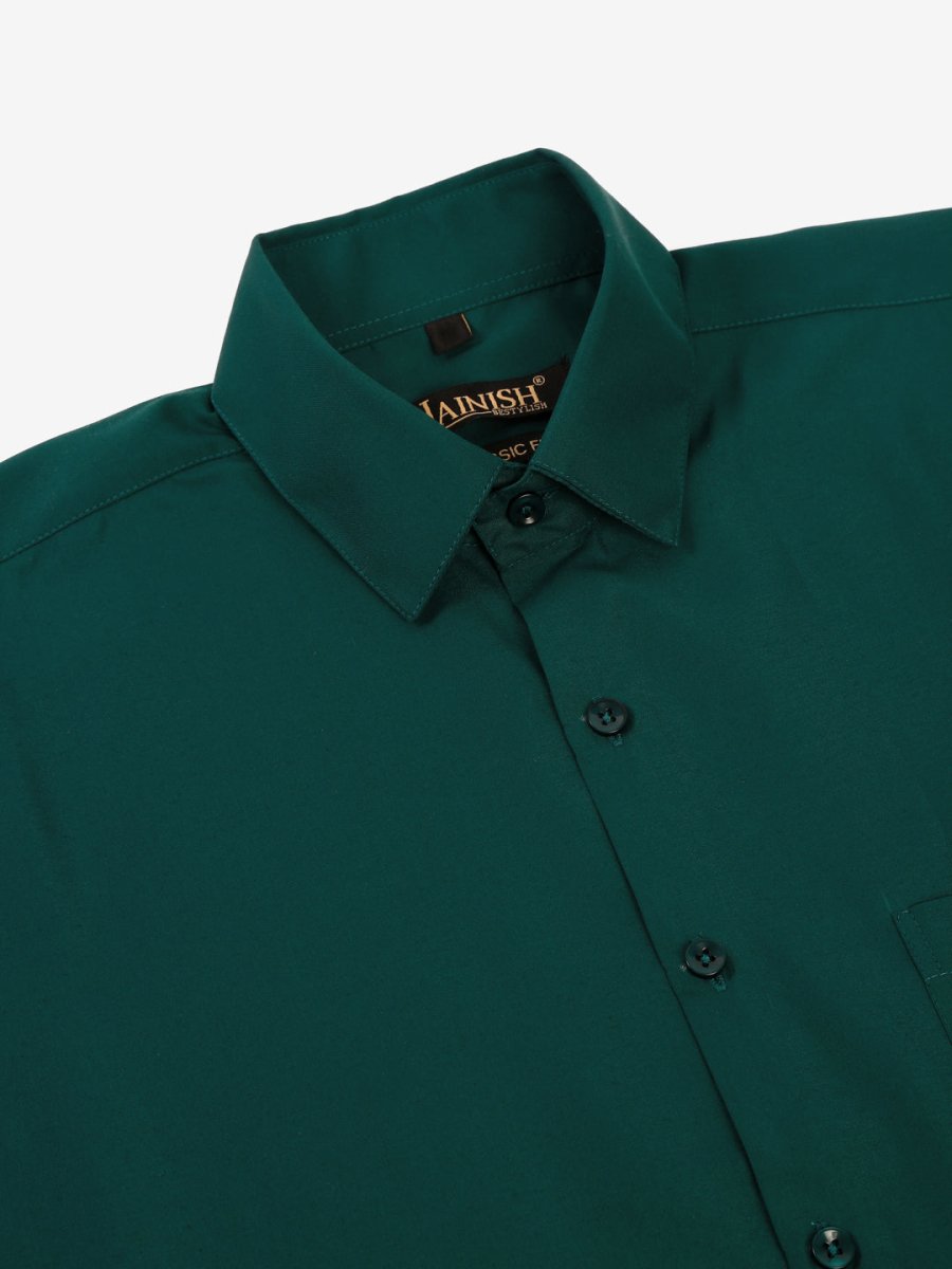 Men's Green Formal Solid Shirts - SF_361Dark-Green_S