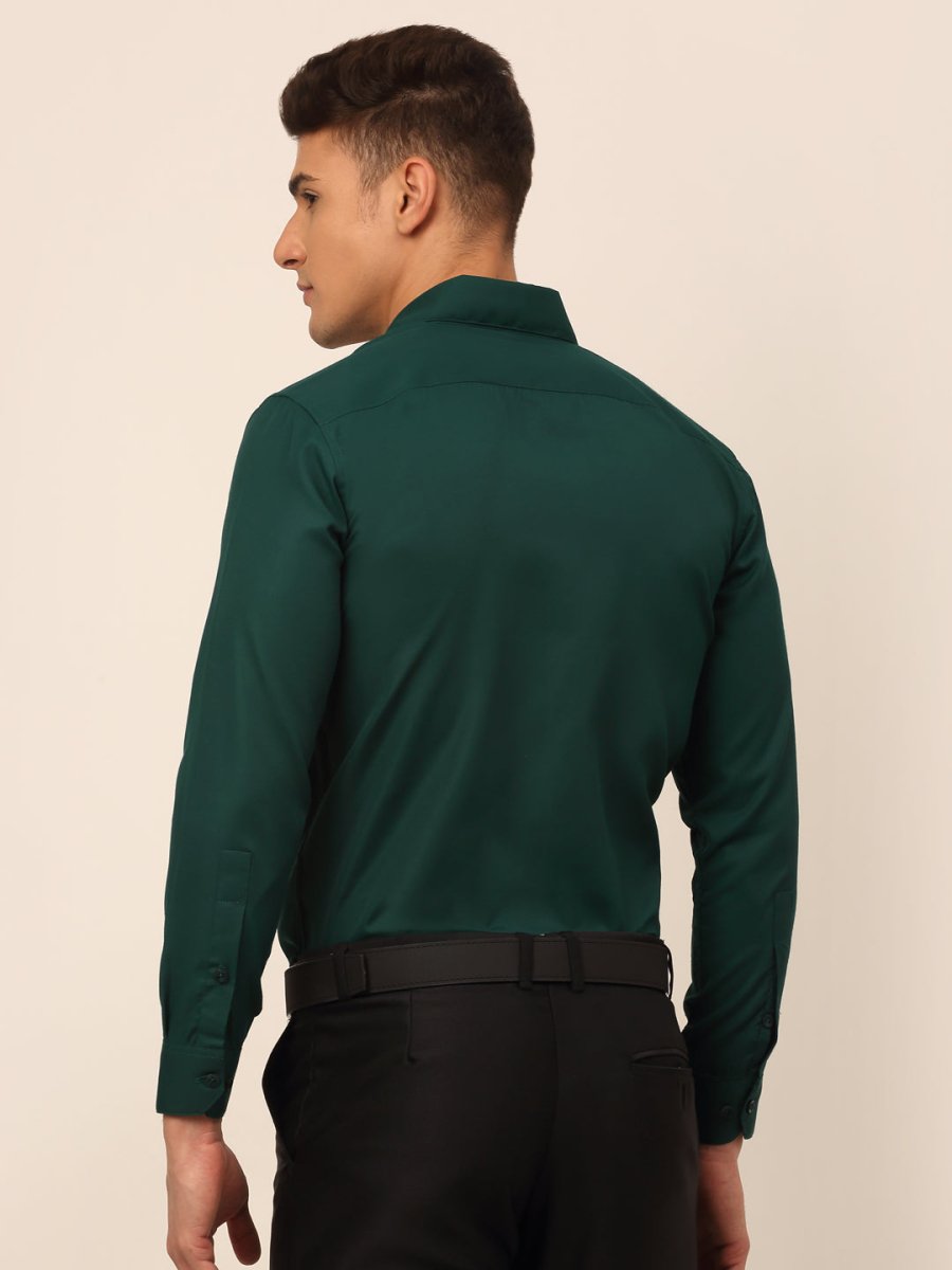 Men's Green Formal Solid Shirts - SF_361Dark-Green_S