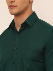 Men's Green Formal Solid Shirts - SF_361Dark-Green_S
