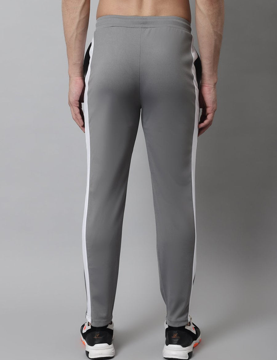 Men's Grey and White Striped Streachable Lycra Trackpants - JOG_025Grey_S