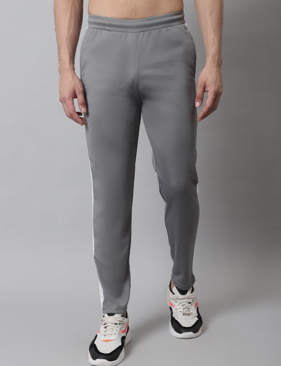 Men's Grey and White Striped Streachable Lycra Trackpants - JOG_025Grey_S