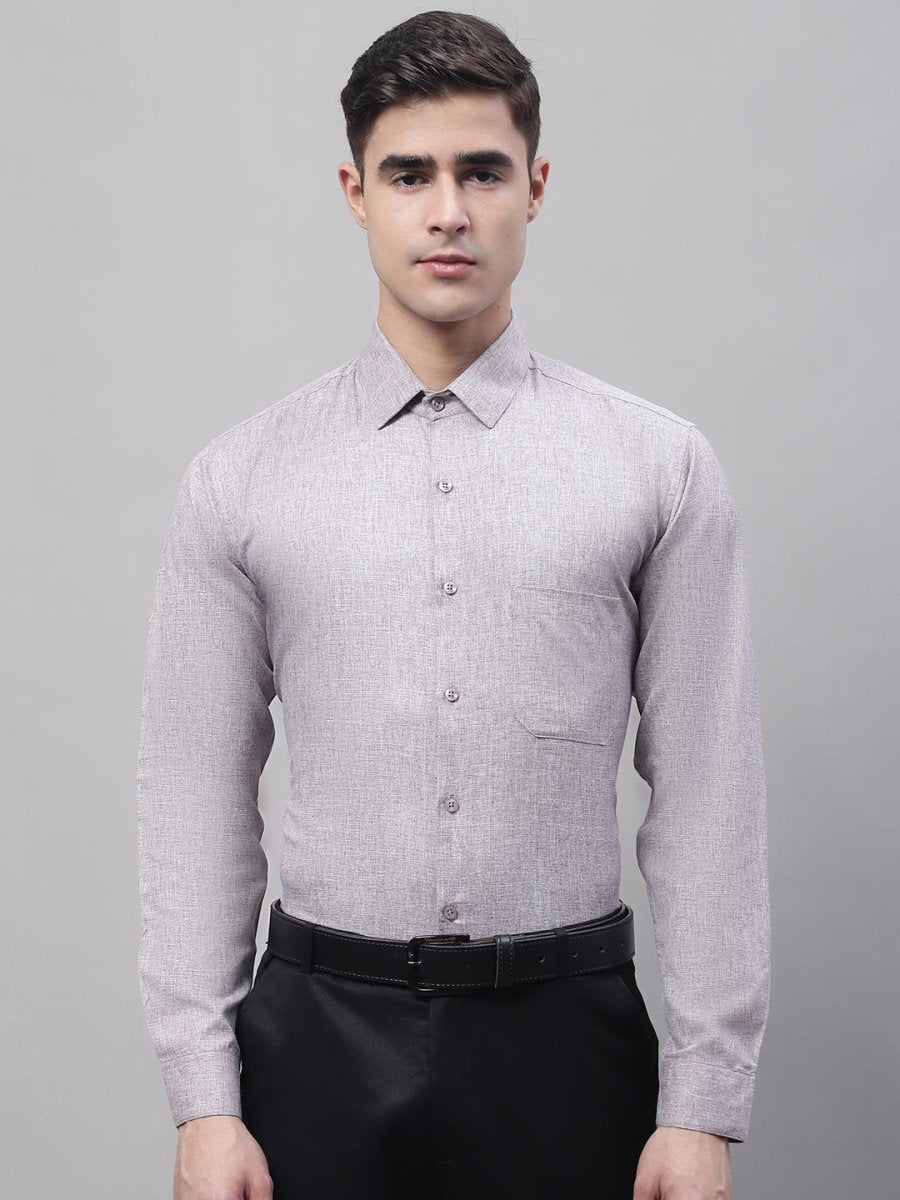Men's Grey Cotton Solid Formal Shirt - SF_873Grey_S