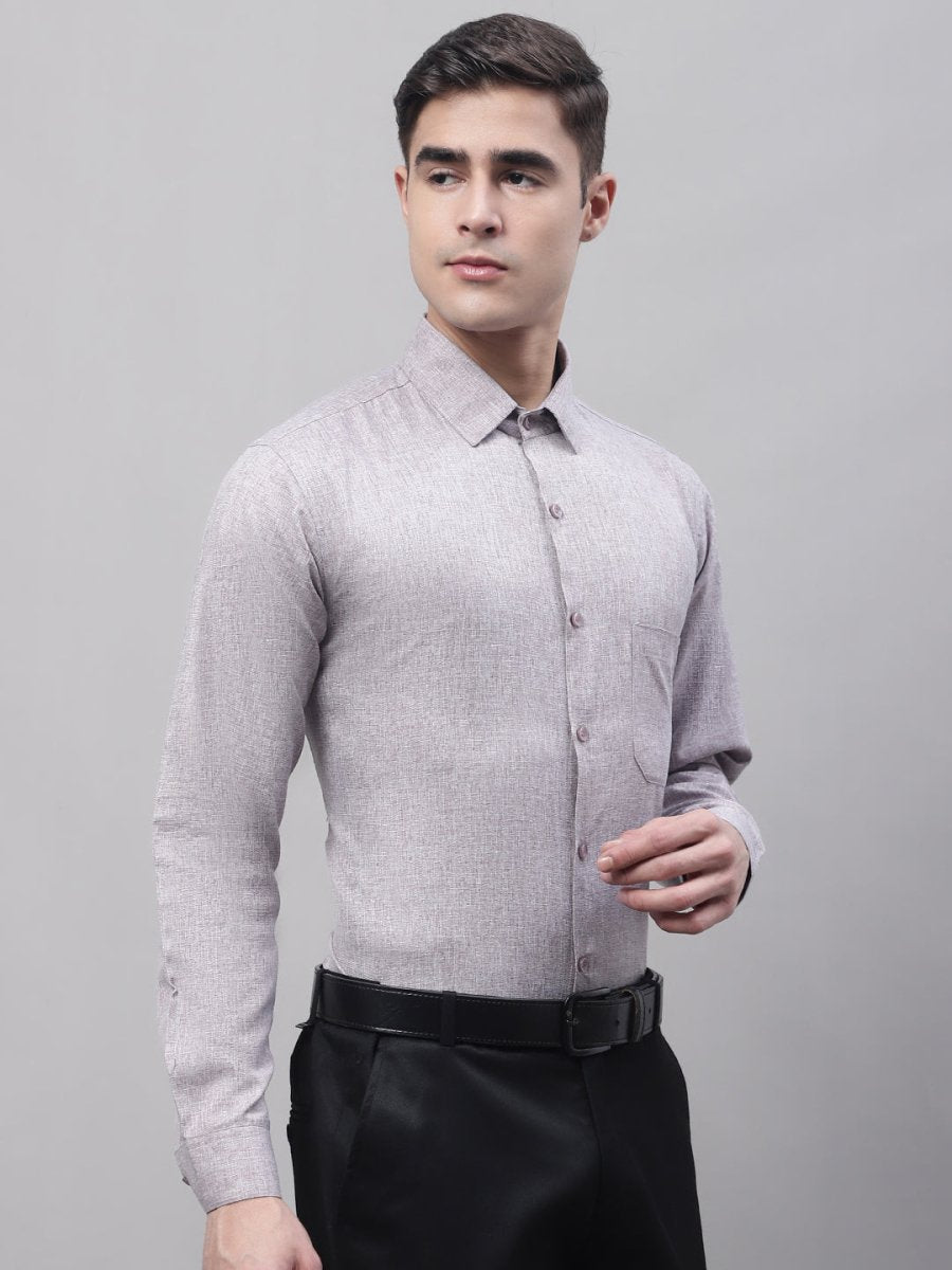Men's Grey Cotton Solid Formal Shirt - SF_873Grey_S