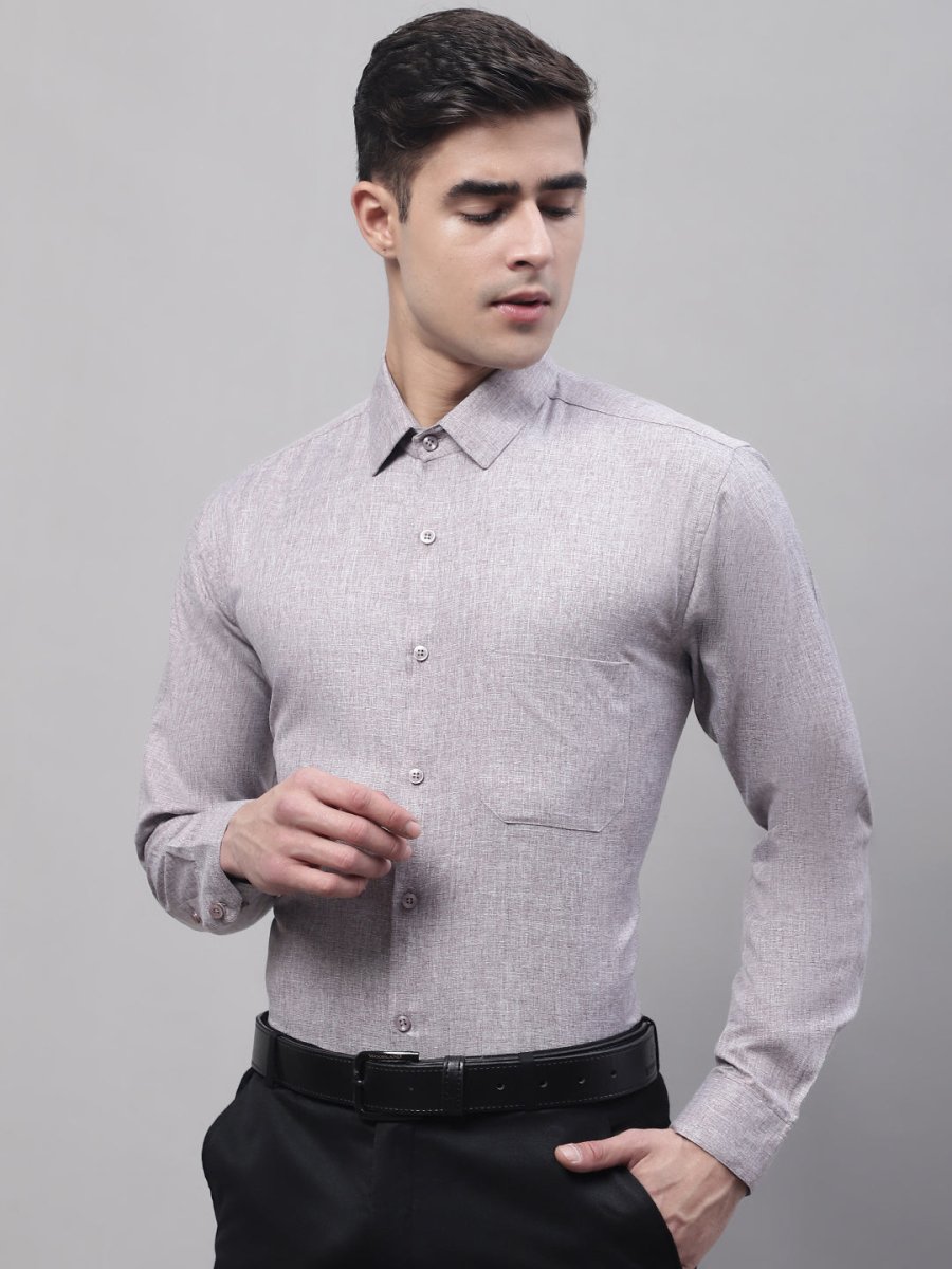 Men's Grey Cotton Solid Formal Shirt - SF_873Grey_S