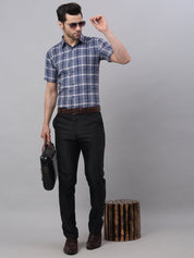 Men's Grey Half Sleeve Checked Formal Shirt - SF_838Grey_S