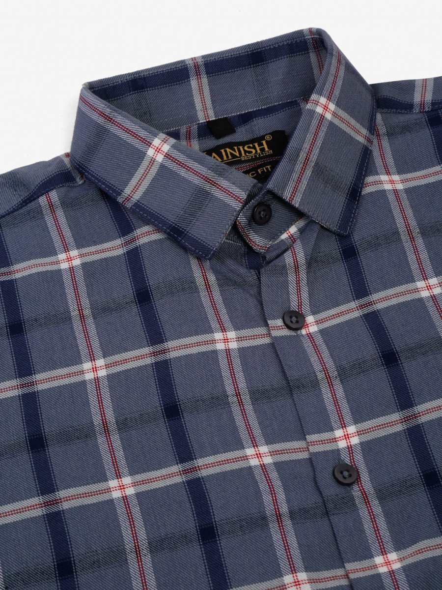Men's Grey Half Sleeve Checked Formal Shirt - SF_838Grey_S