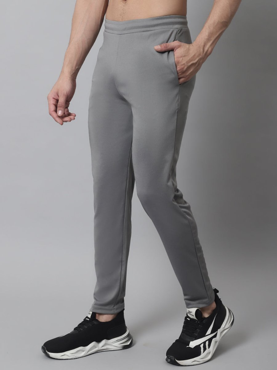 Men's Grey Solid Streachable Lycra Trackpants - JOG_024Grey_S