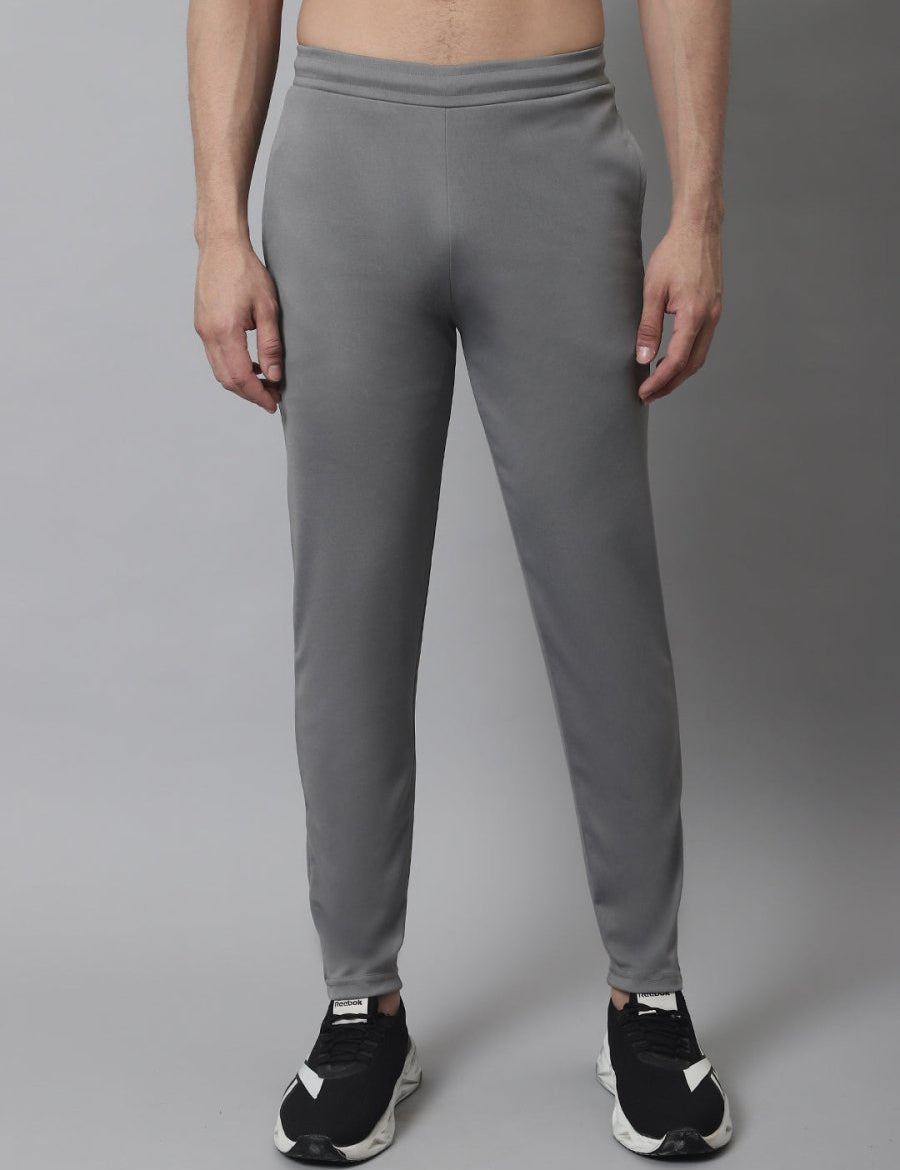Men's Grey Solid Streachable Lycra Trackpants - JOG_024Grey_S