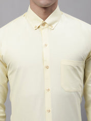 Men's Lemon Cotton Solid Formal Shirt - SF_875Lemon_S
