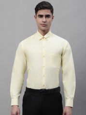 Men's Lemon Cotton Solid Formal Shirt - SF_875Lemon_S
