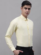 Men's Lemon Cotton Solid Formal Shirt - SF_875Lemon_S