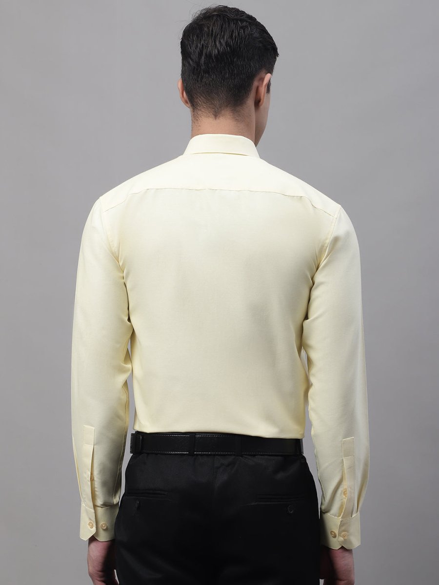 Men's Lemon Cotton Solid Formal Shirt - SF_875Lemon_S