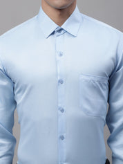 Men's Light-Blue Dobby Textured Formal Shirt - SF_871FIrozi_S