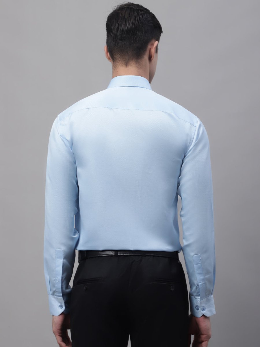 Men's Light-Blue Dobby Textured Formal Shirt - SF_871FIrozi_S
