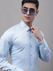 Men's Light-Blue Dobby Textured Formal Shirt - SF_871FIrozi_S