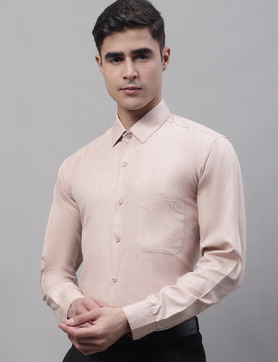 Men's Light-Brown Cotton Solid Formal Shirt - SF_873Light-Brown_S