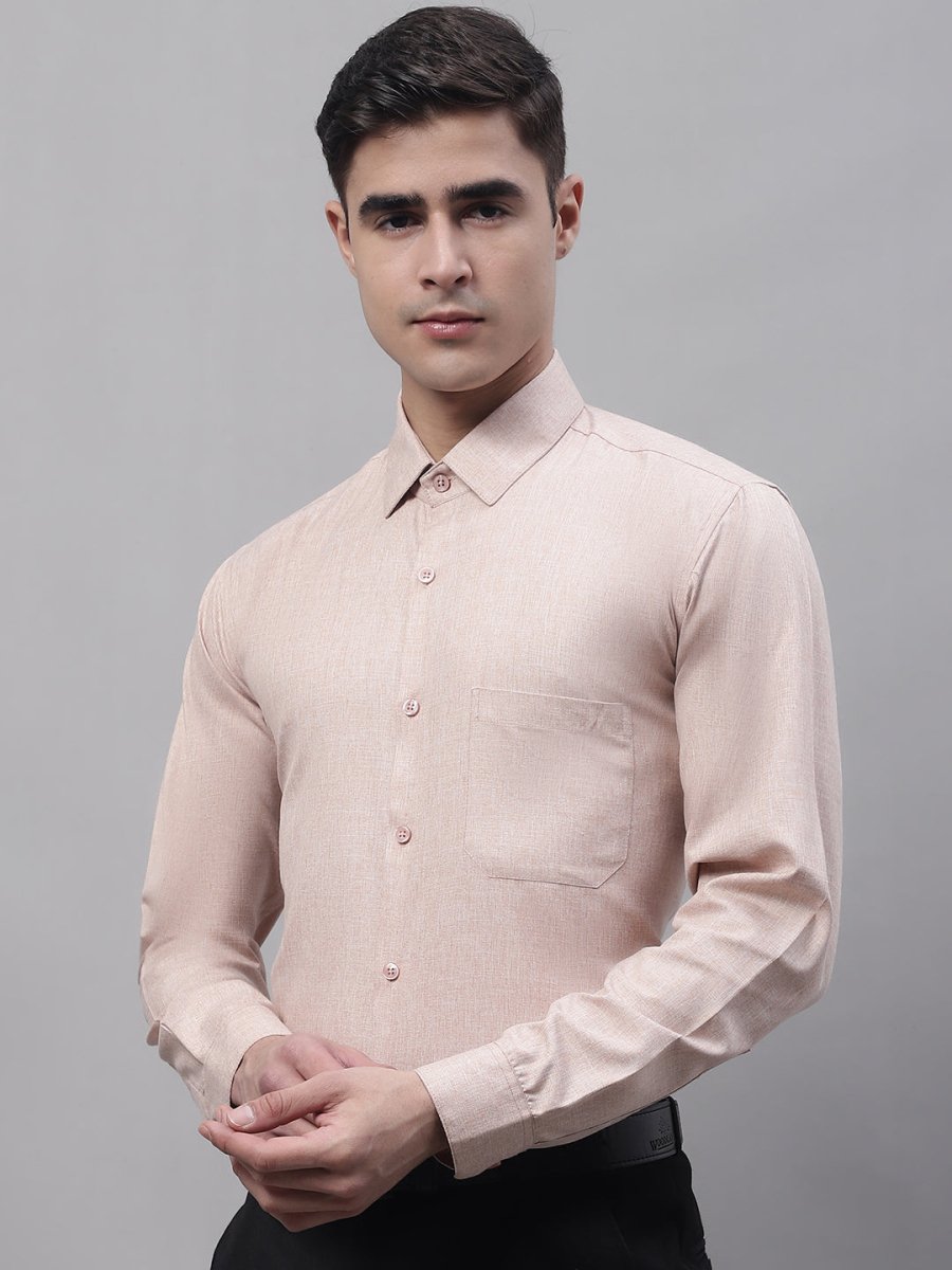 Men's Light-Brown Cotton Solid Formal Shirt - SF_873Light-Brown_S