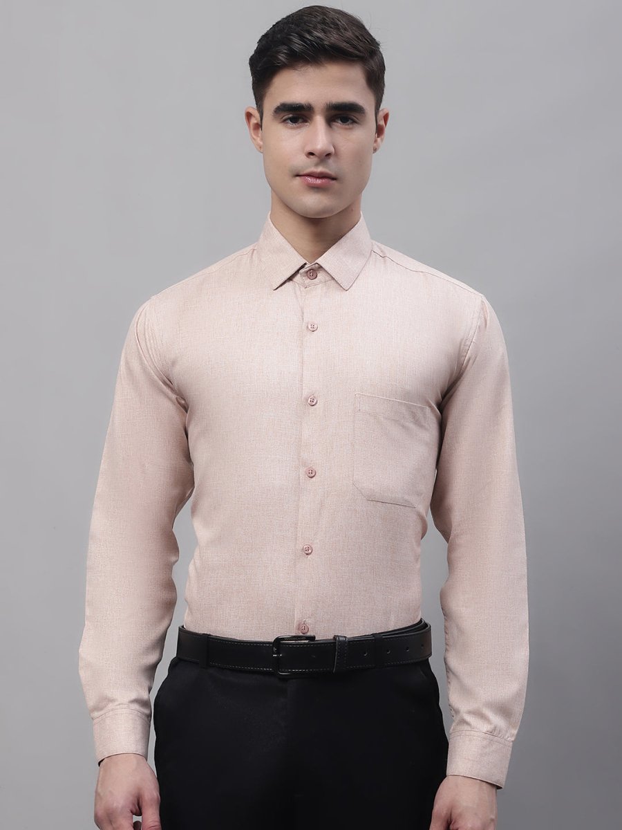 Men's Light-Brown Cotton Solid Formal Shirt - SF_873Light-Brown_S