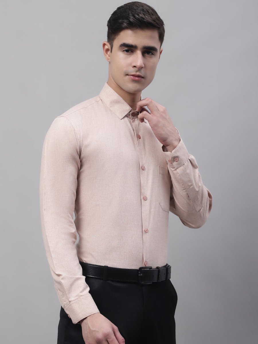 Men's Light-Brown Cotton Solid Formal Shirt - SF_873Light-Brown_S