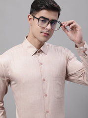 Men's Light-Brown Cotton Solid Formal Shirt - SF_873Light-Brown_S