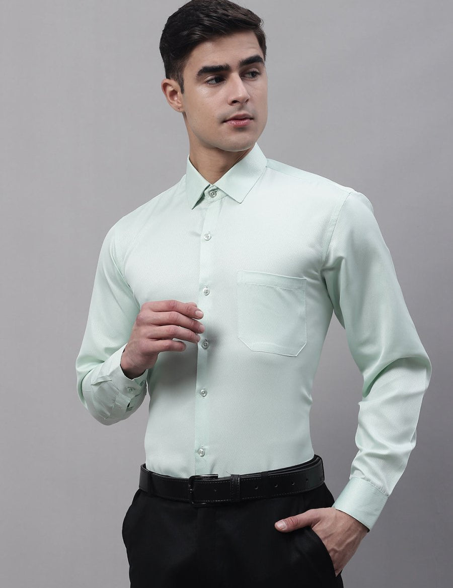 Men's Light-Green Dobby Textured Formal Shirt - SF_871Light-Green_S