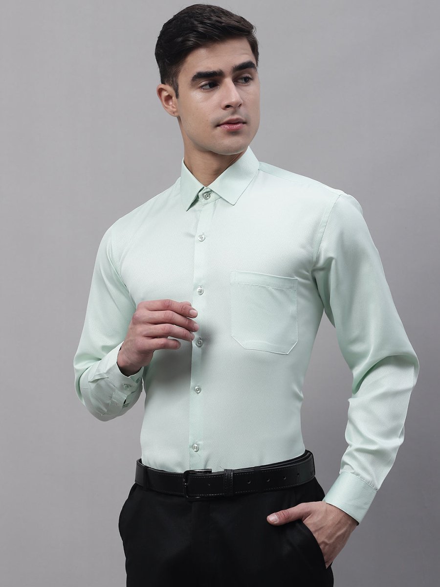 Men's Light-Green Dobby Textured Formal Shirt - SF_871Light-Green_S