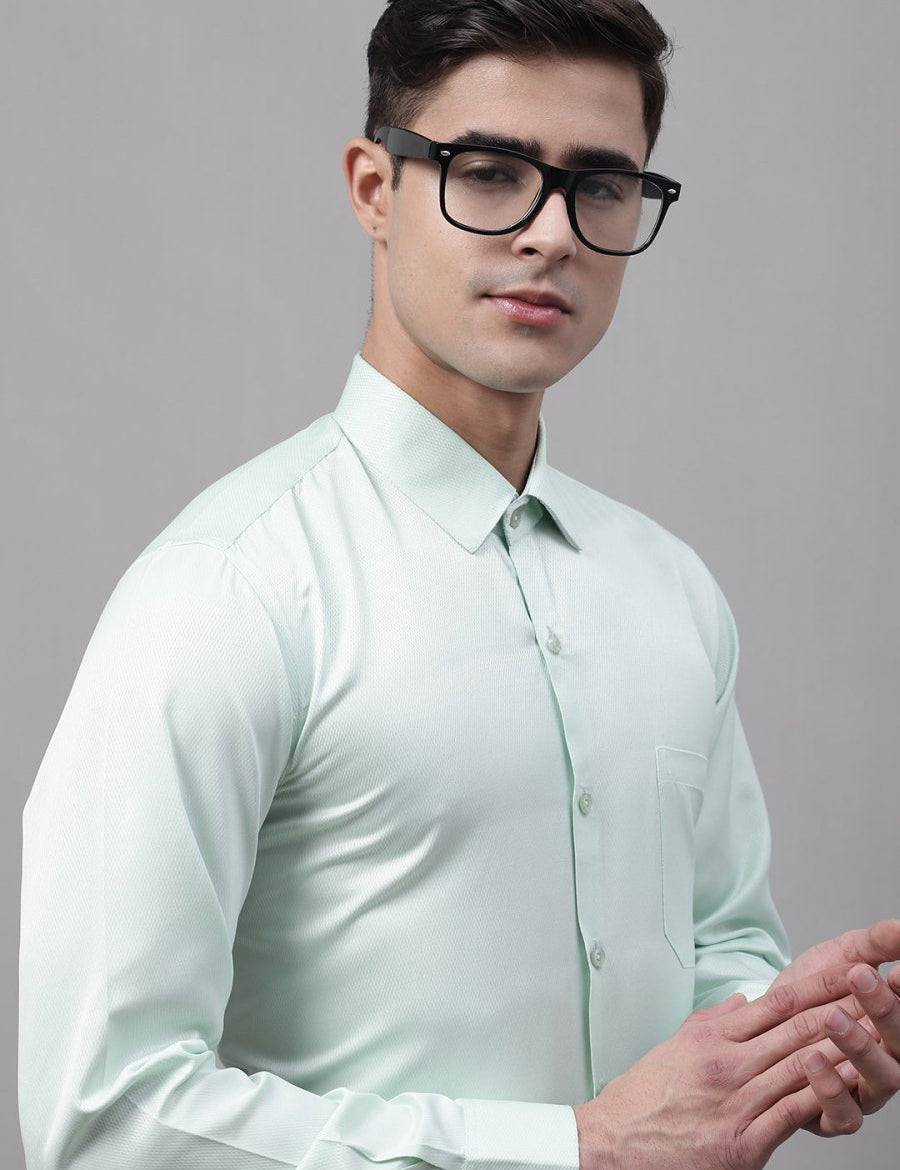 Men's Light-Green Dobby Textured Formal Shirt - SF_871Light-Green_S