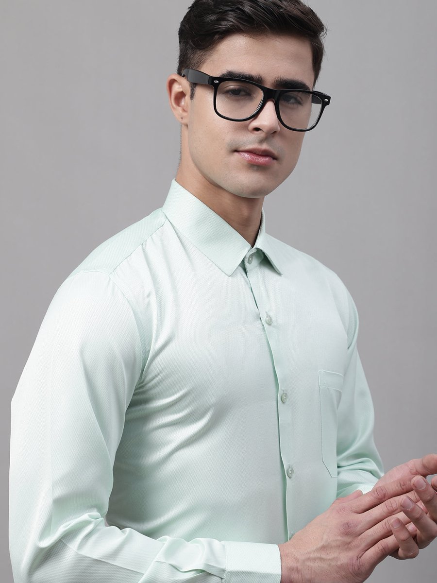 Men's Light-Green Dobby Textured Formal Shirt - SF_871Light-Green_S