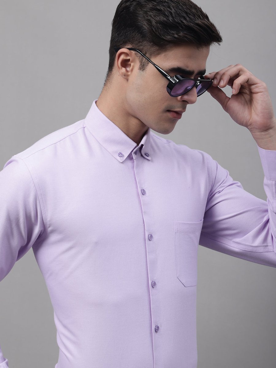 Men's Light Purple Cotton Solid Formal Shirt - SF_875Light-Purple_S