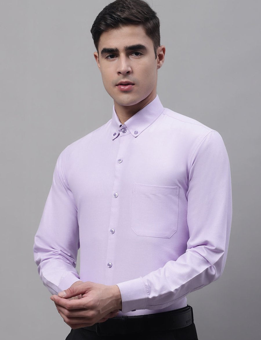 Men's Light Purple Cotton Solid Formal Shirt - SF_875Light-Purple_S
