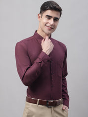 Men's Maroon Cotton Solid Formal Shirt - SF_873Maroon_S