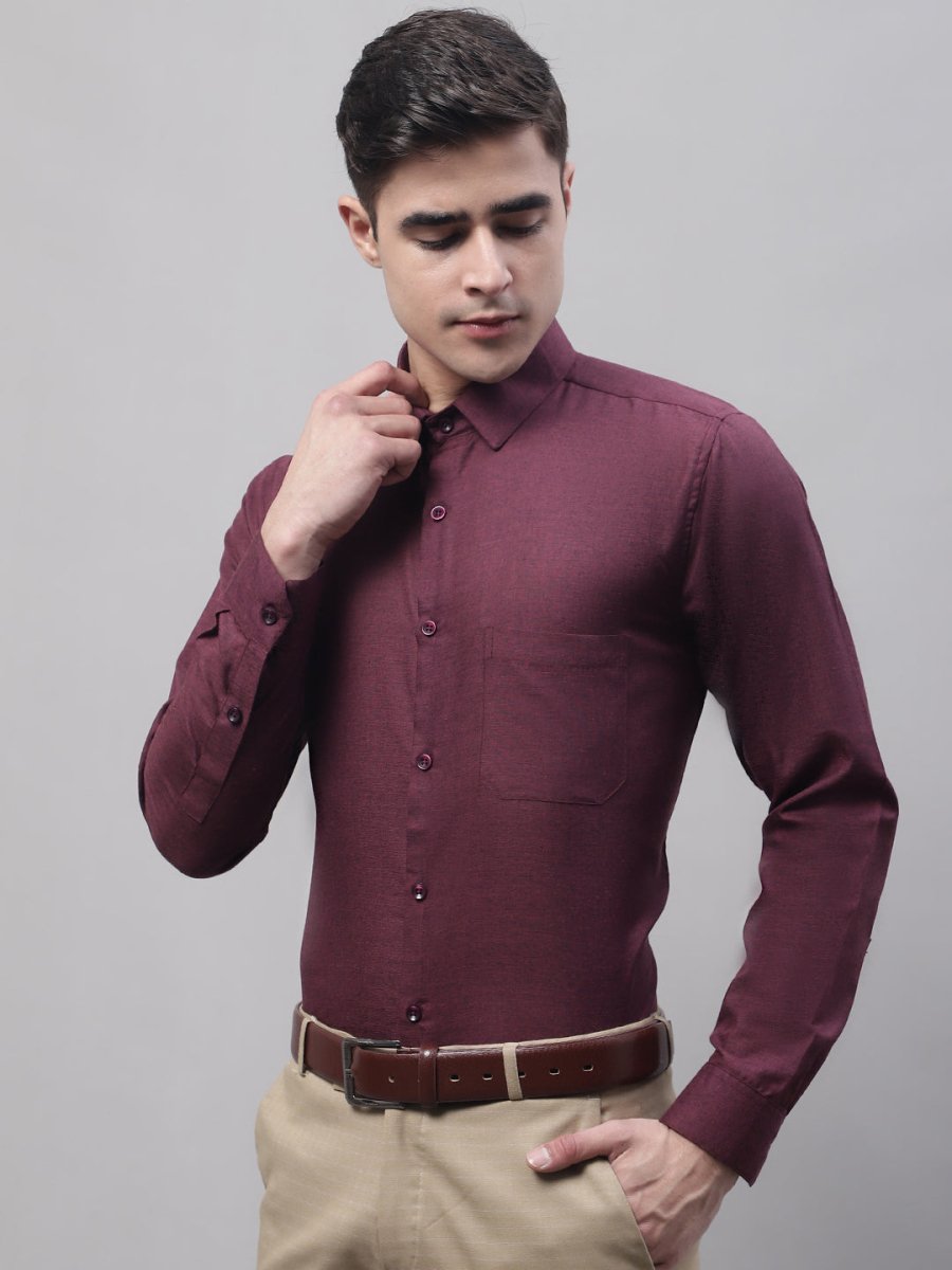 Men's Maroon Cotton Solid Formal Shirt - SF_873Maroon_S