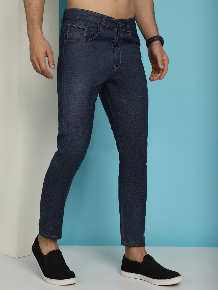 Men's Navy Blue Solid Cotton Casual Trouser - FGP_277Navy_30