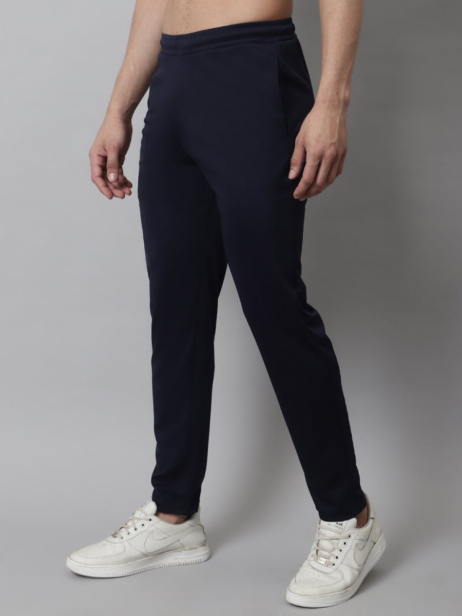 Men's Navy Blue Solid Streachable Lycra Trackpants - JOG_024Navy_S