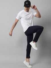 Men's Navy Blue Solid Streachable Lycra Trackpants - JOG_024Navy_S