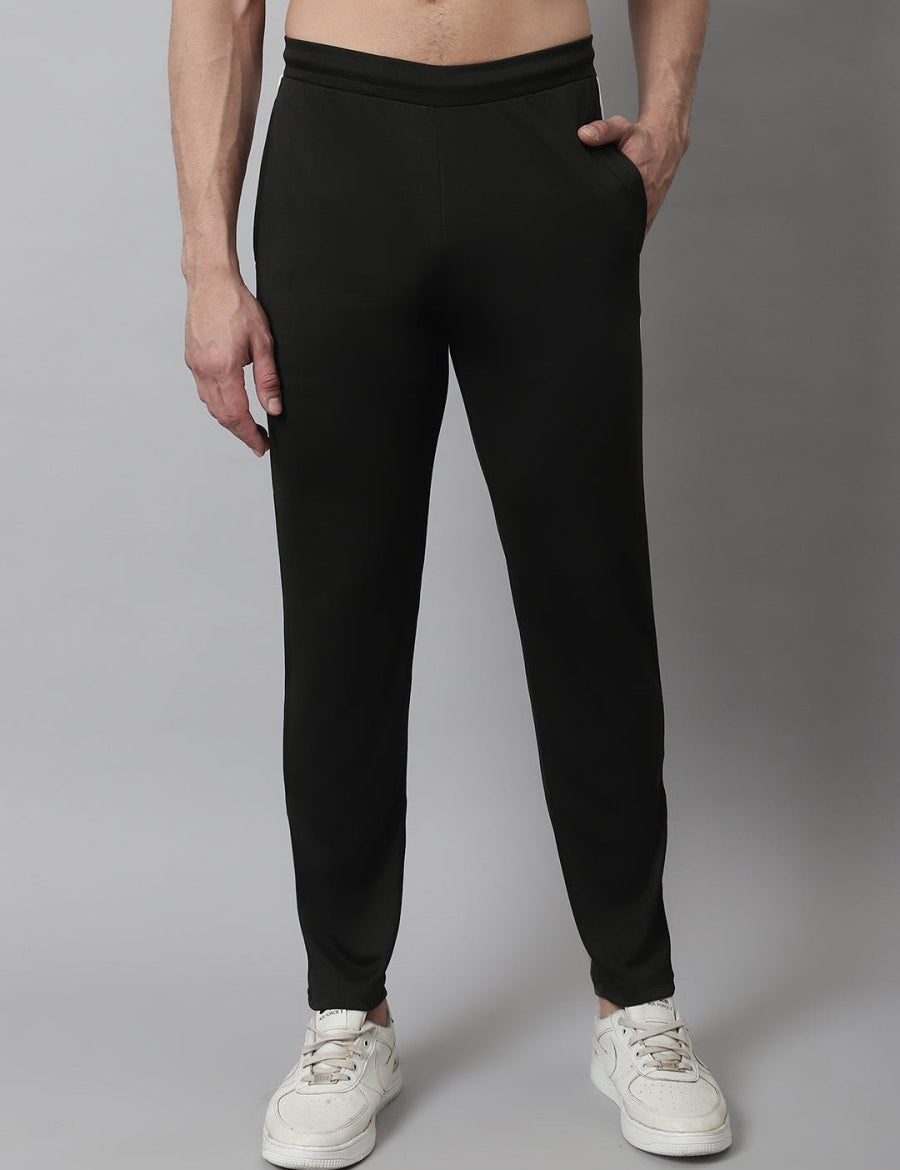 Men's Olive Green and White Striped Streachable Lycra Trackpants - JOG_025Olive_S
