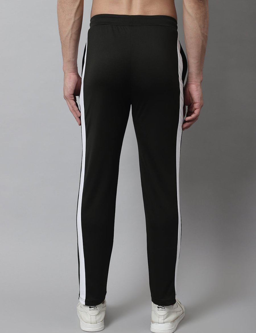 Men's Olive Green and White Striped Streachable Lycra Trackpants - JOG_025Olive_S