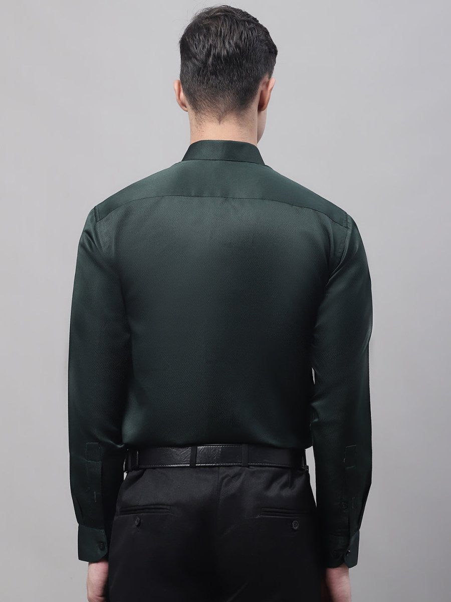 Men's Olive Green Dobby Textured Formal Shirt - SF_871Olive_S