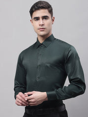 Men's Olive Green Dobby Textured Formal Shirt - SF_871Olive_S
