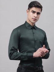 Men's Olive Green Dobby Textured Formal Shirt - SF_871Olive_S