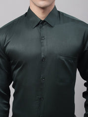 Men's Olive Green Dobby Textured Formal Shirt - SF_871Olive_S