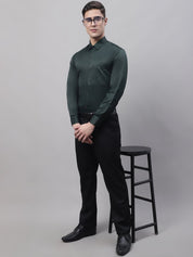 Men's Olive Green Dobby Textured Formal Shirt - SF_871Olive_S