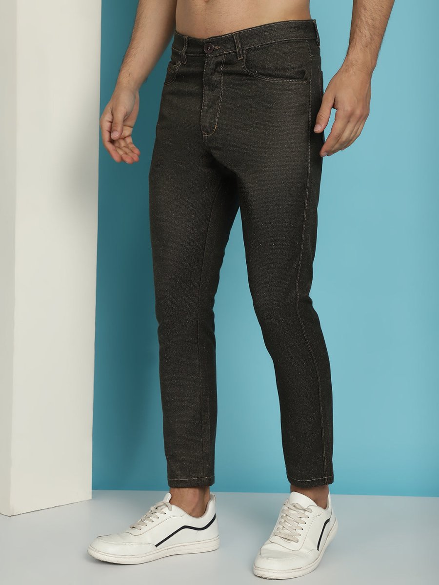 Men's Olive Green Solid Cotton Casual Trouser - FGP_277Olive_30