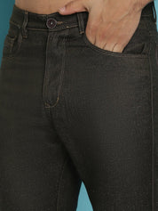 Men's Olive Green Solid Cotton Casual Trouser - FGP_277Olive_30
