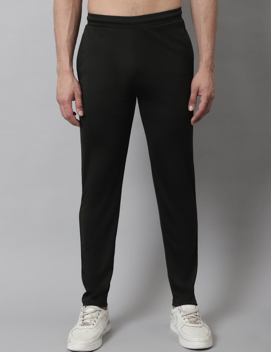 Men's Olive Solid Streachable Lycra Trackpants - JOG_024Olive_S
