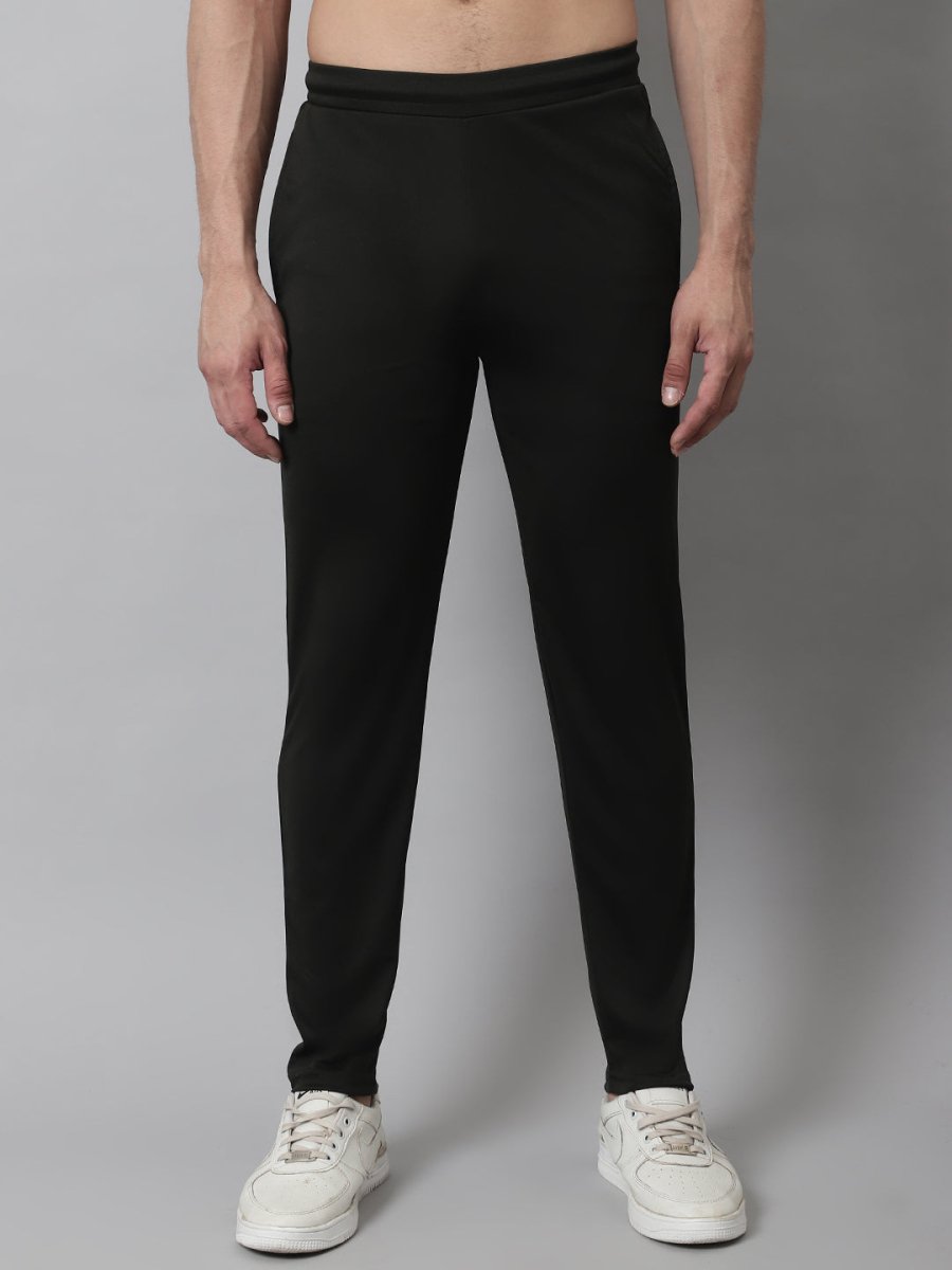 Men's Olive Solid Streachable Lycra Trackpants - JOG_024Olive_S