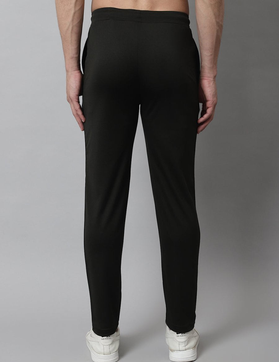 Men's Olive Solid Streachable Lycra Trackpants - JOG_024Olive_S